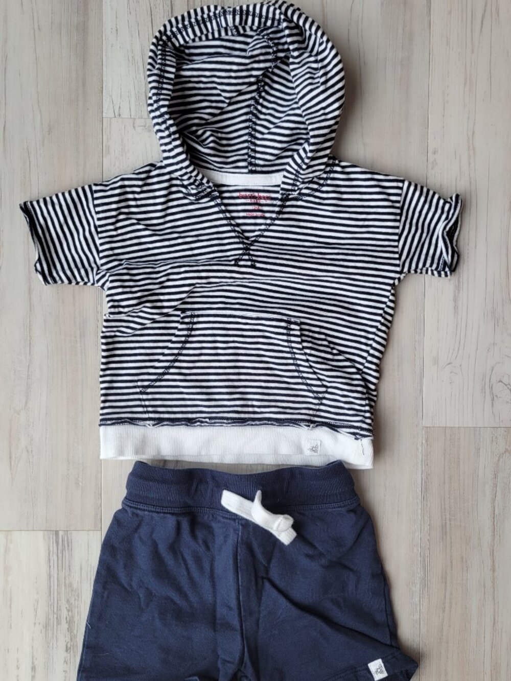 Burt's Bees David Classic Midnight Stripe Hooded Short Set 100% cotton 12 months